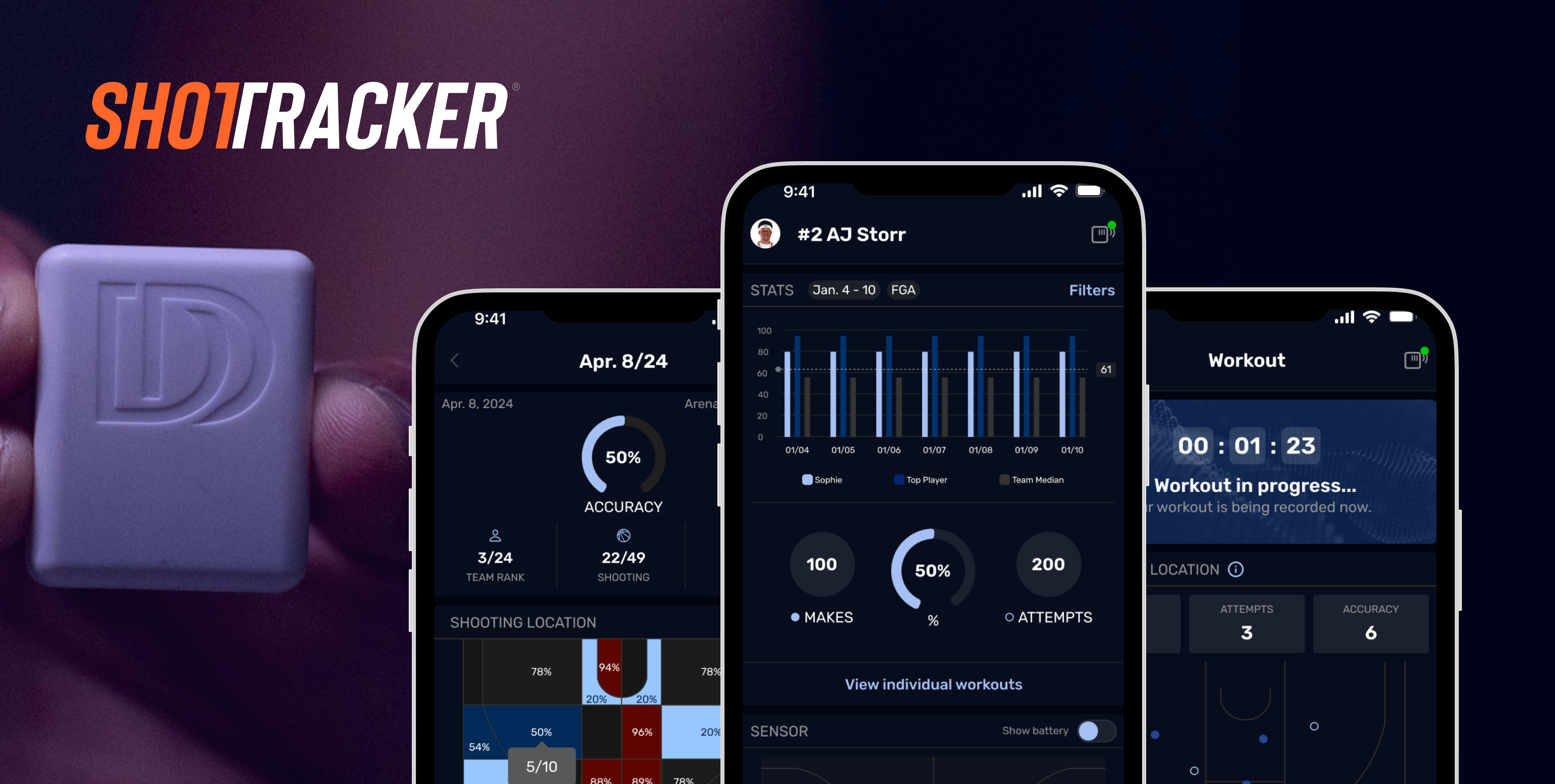 ShotTracker Go mobile screens
