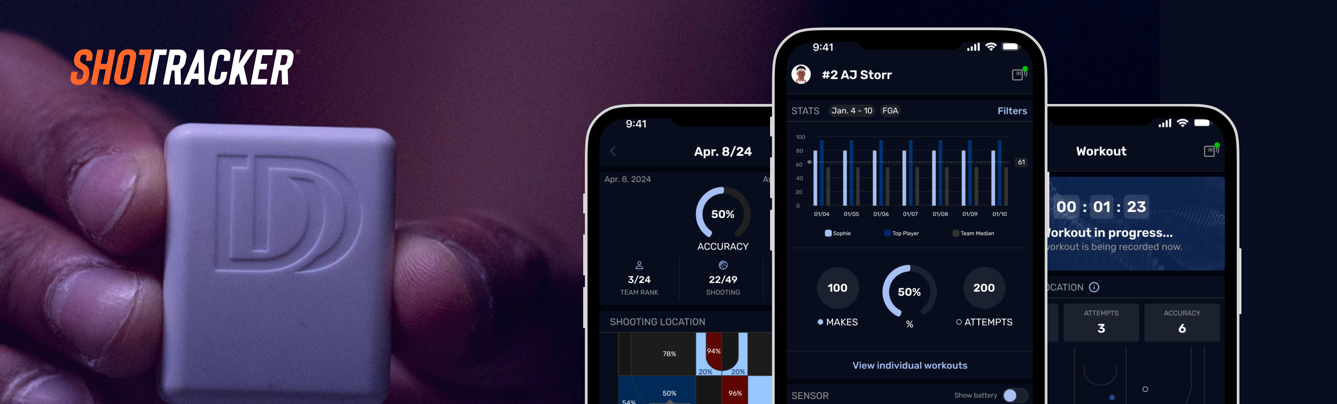 ShotTracker Go hero with mobile screens