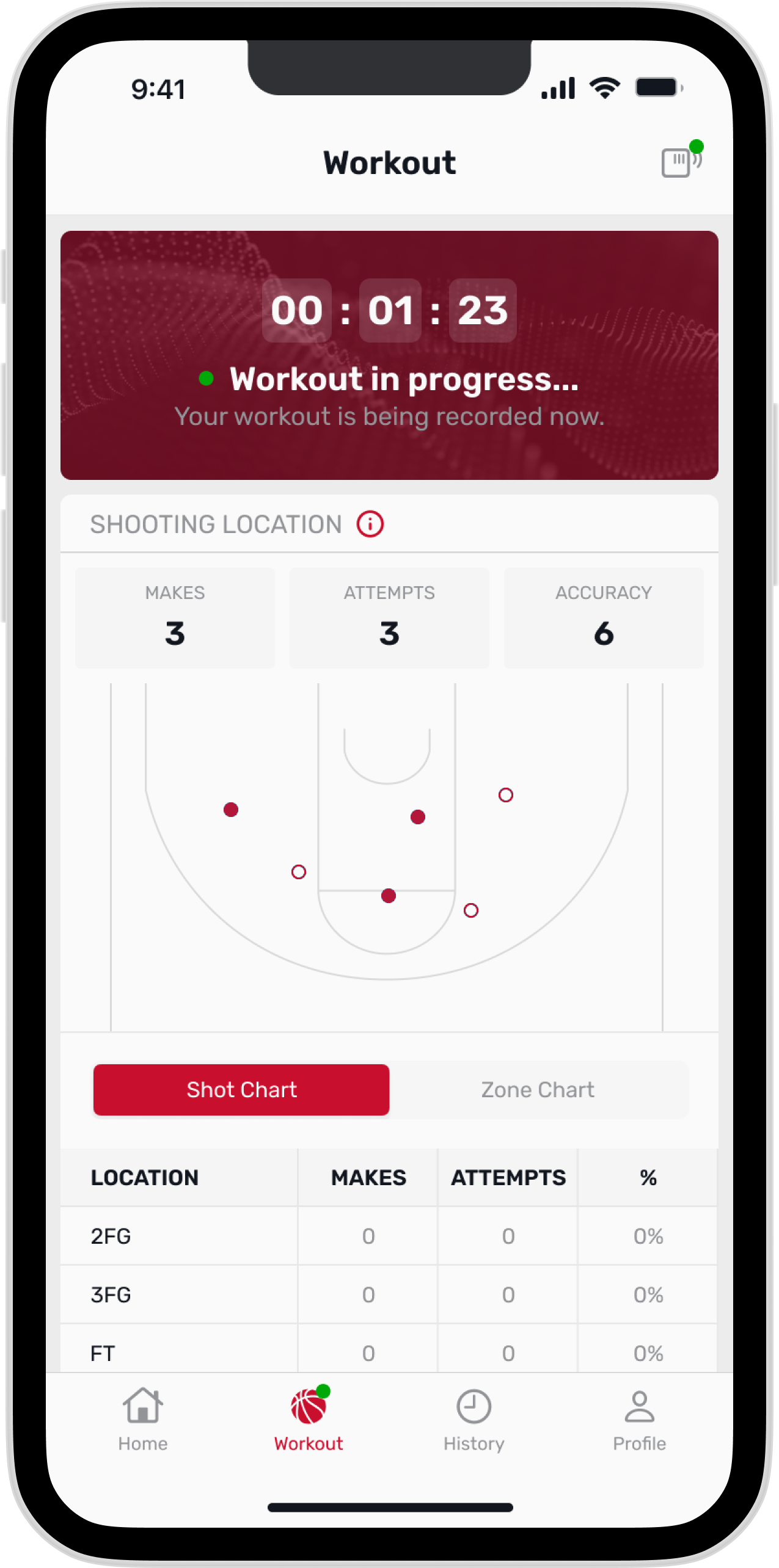 Houston University live workout training screen