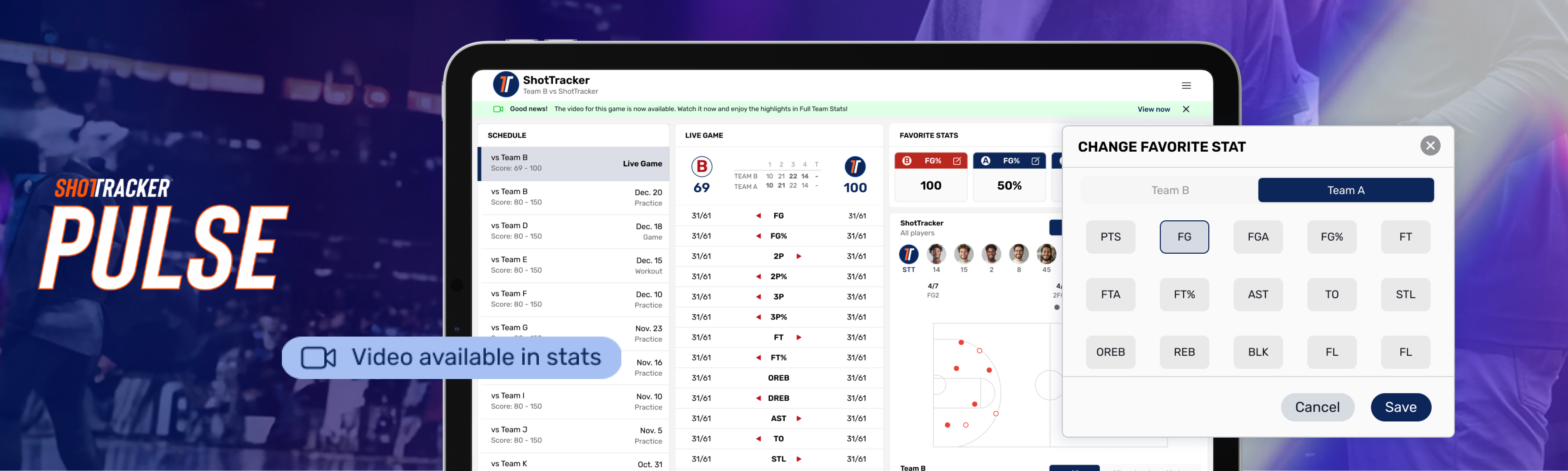 ShotTracker Pulse hero with iPad dashboards