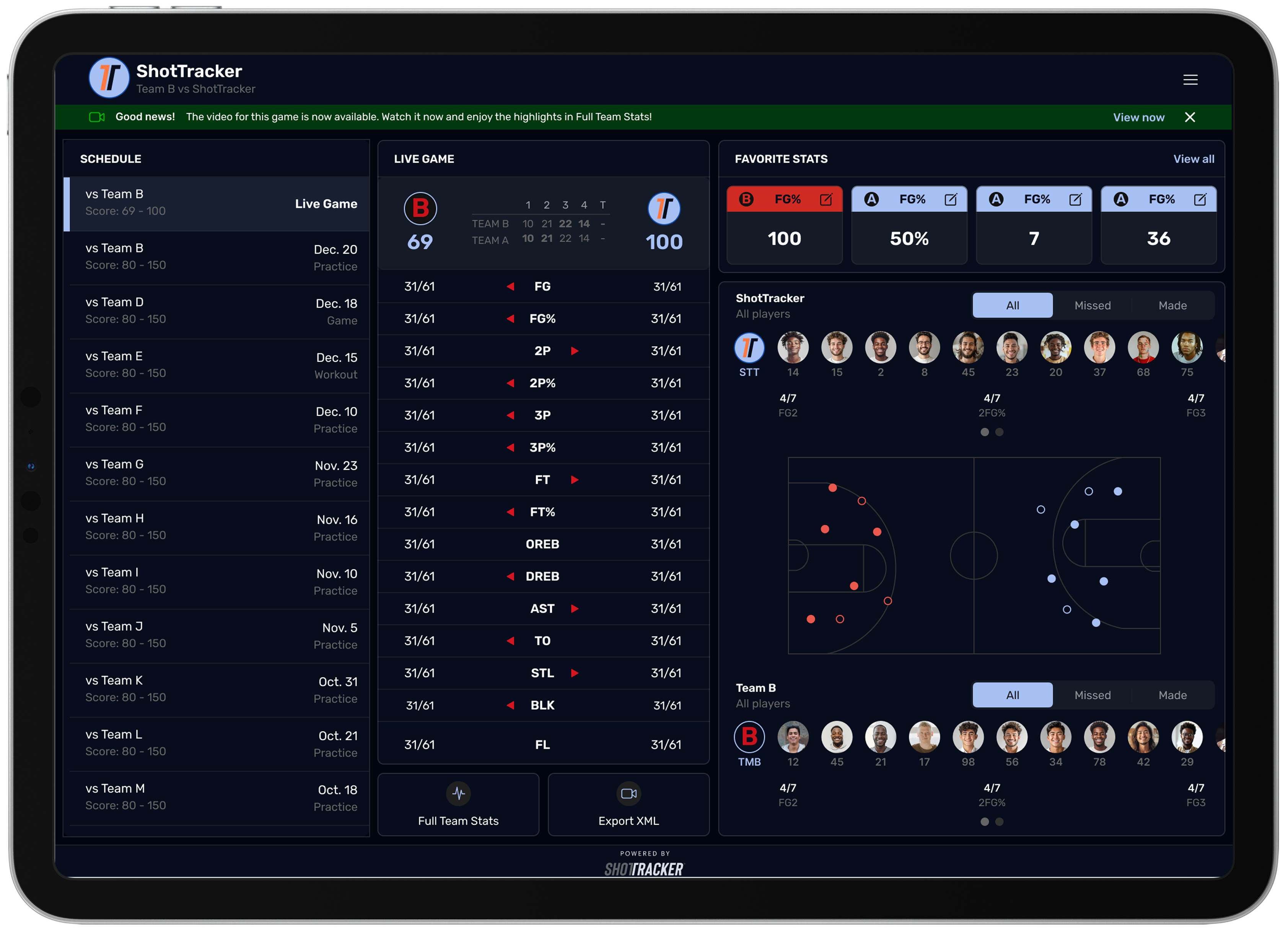 Pulse live game stats dashboard