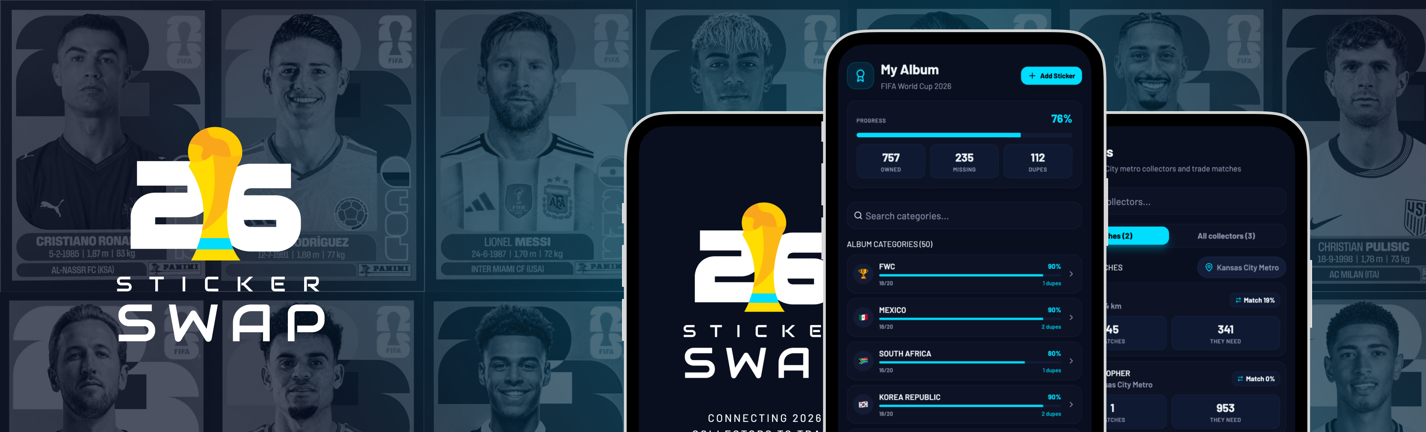 StickerSwap project hero with sticker cards and AI-assisted build workflow